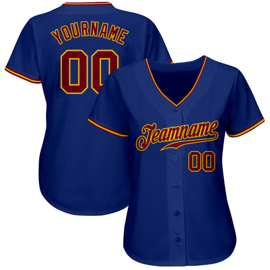 Custom Royal Crimson-Gold Authentic Baseball Jersey - Sky-Custom