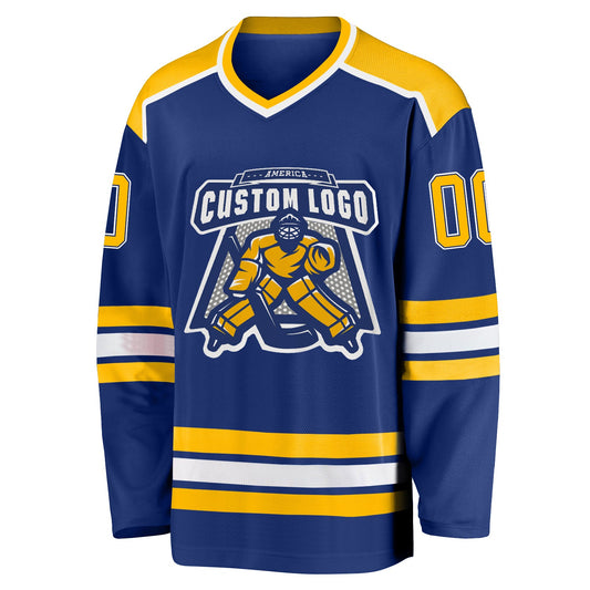 Custom Royal Gold-White Hockey Jersey - Sky-Custom