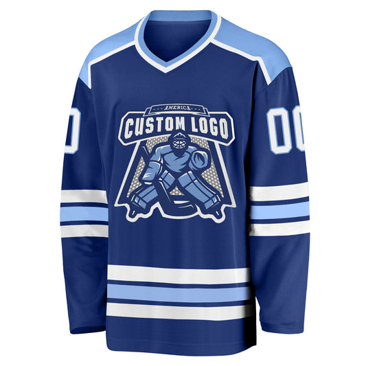 Custom Royal White-Light Blue Hockey Jersey - Sky-Custom