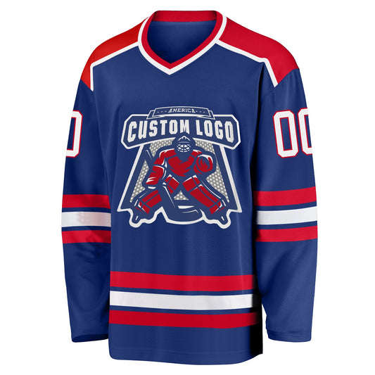 Custom Royal Red-White Hockey Jersey - Sky-Custom