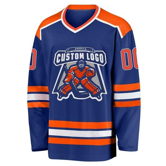 Custom Royal Orange-White Hockey Jersey - Sky-Custom