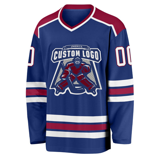 Custom Royal White-Maroon Hockey Jersey - Sky-Custom