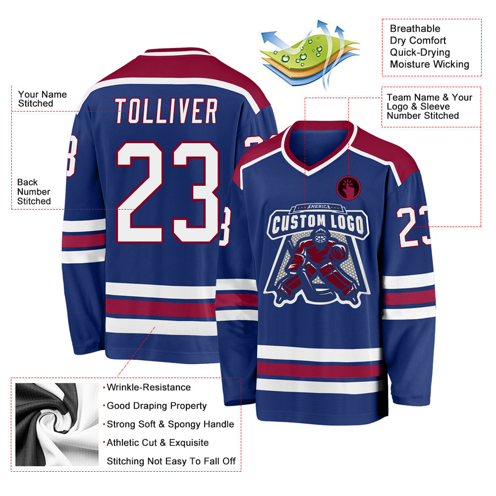 Custom Royal White-Maroon Hockey Jersey - Sky-Custom