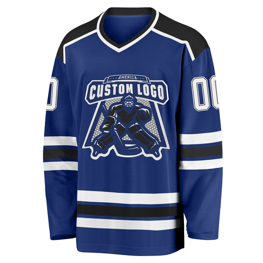 Custom Royal White-Black Hockey Jersey - Sky-Custom