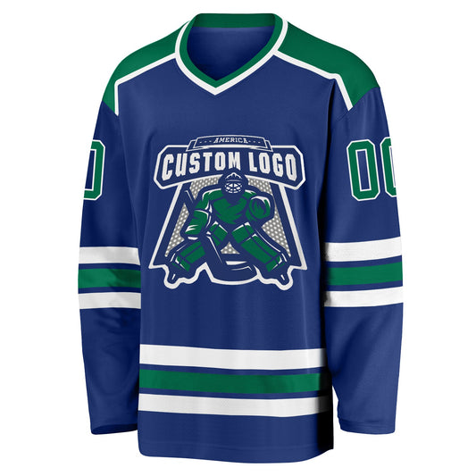 Custom Royal Kelly Green-White Hockey Jersey - Sky-Custom