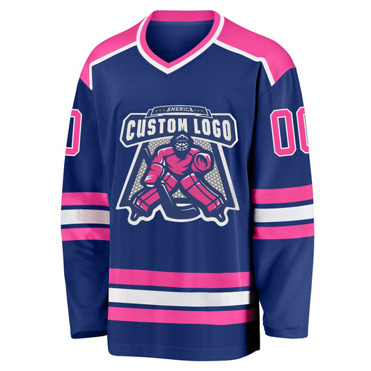 Custom Royal Pink-White Hockey Jersey - Sky-Custom