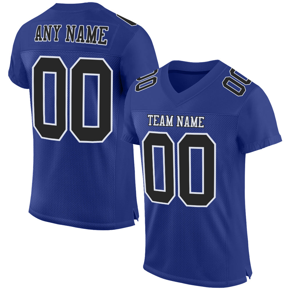 Custom Royal Black-White Mesh Authentic Football Jersey - Sky-Custom