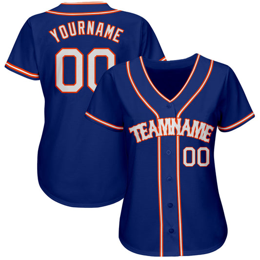 Custom Royal White-Orange Authentic Baseball Jersey - Sky-Custom