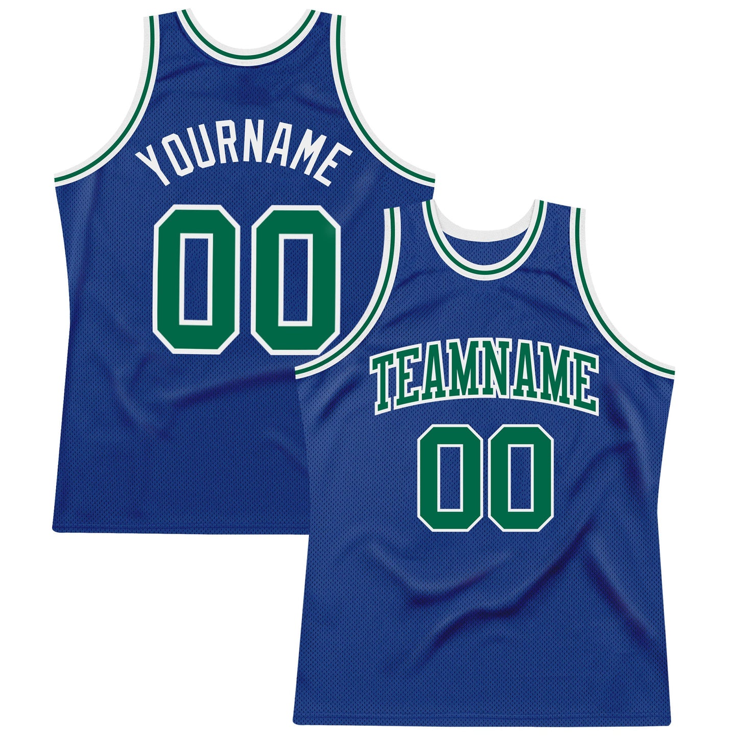Custom Royal Kelly Green-White Authentic Throwback Basketball Jersey - Sky-Custom