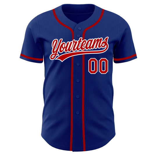 Custom Royal Red-White Authentic Baseball Jersey - Sky-Custom