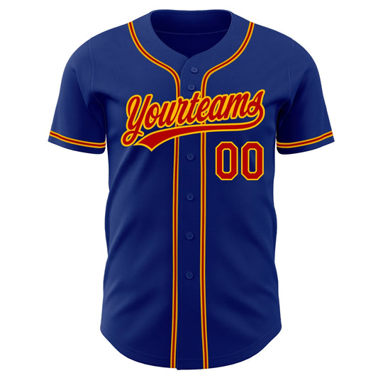 Custom Royal Red-Gold Authentic Baseball Jersey - Sky-Custom