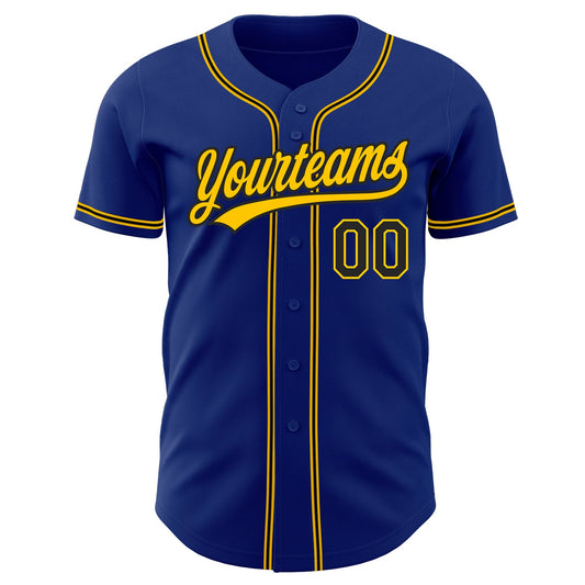 Custom Royal Black-Gold Authentic Baseball Jersey - Sky-Custom