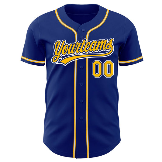 Custom Royal Gold-White Authentic Baseball Jersey - Sky-Custom