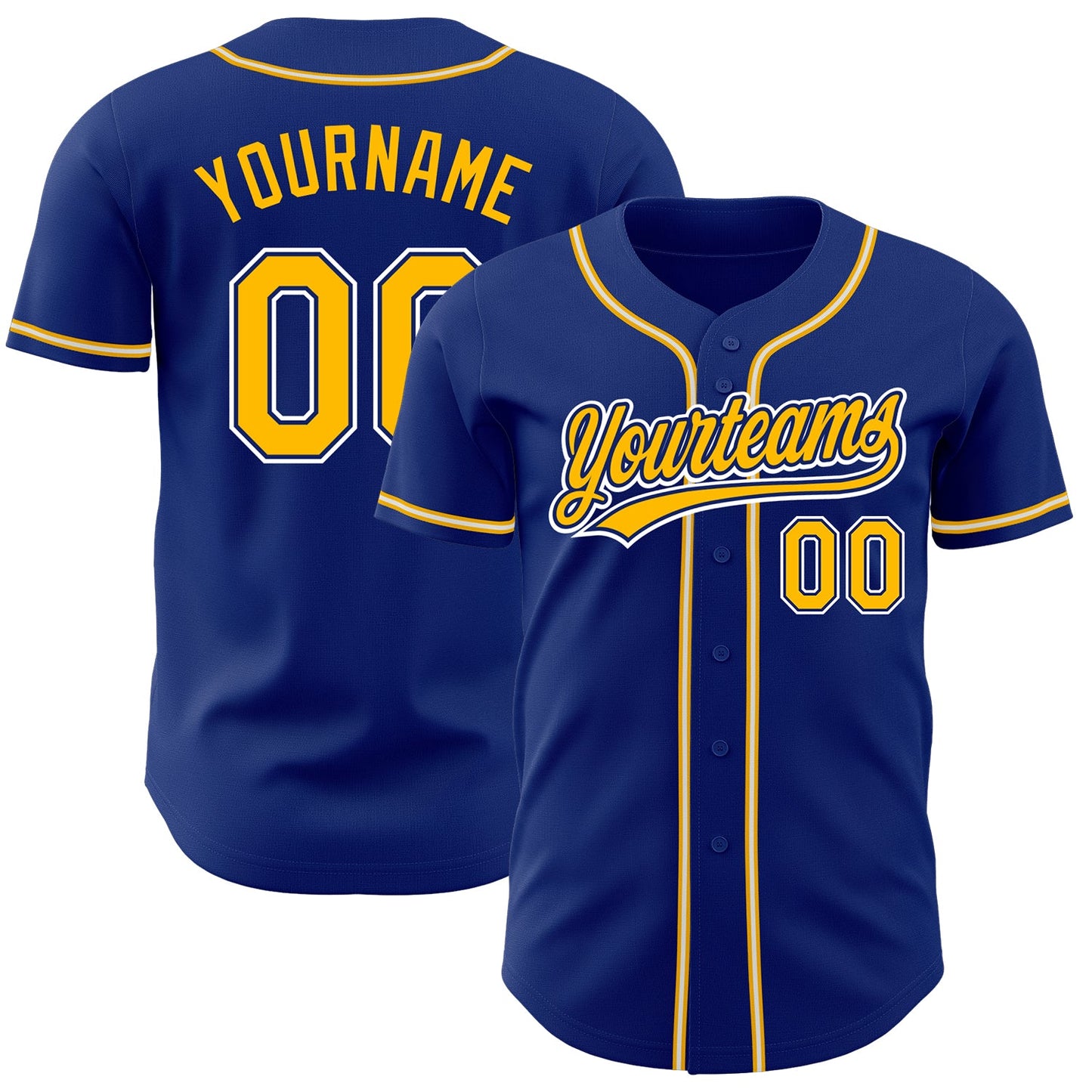 Custom Royal Gold-White Authentic Baseball Jersey - Sky-Custom