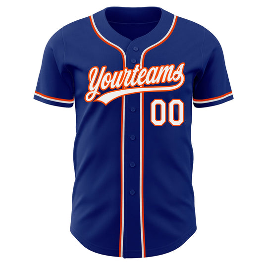 Custom Royal White-Orange Authentic Baseball Jersey - Sky-Custom