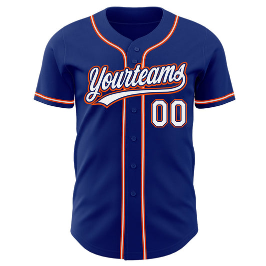 Custom Royal White-Orange Authentic Baseball Jersey - Sky-Custom