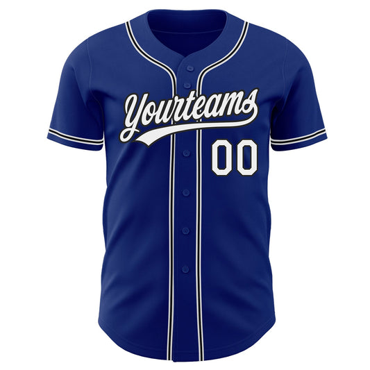 Custom Royal White-Black Authentic Baseball Jersey - Sky-Custom