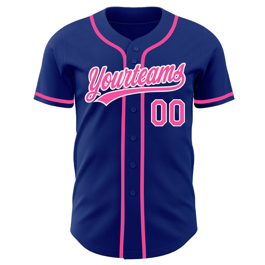 Custom Royal Pink-White Authentic Baseball Jersey - Sky-Custom