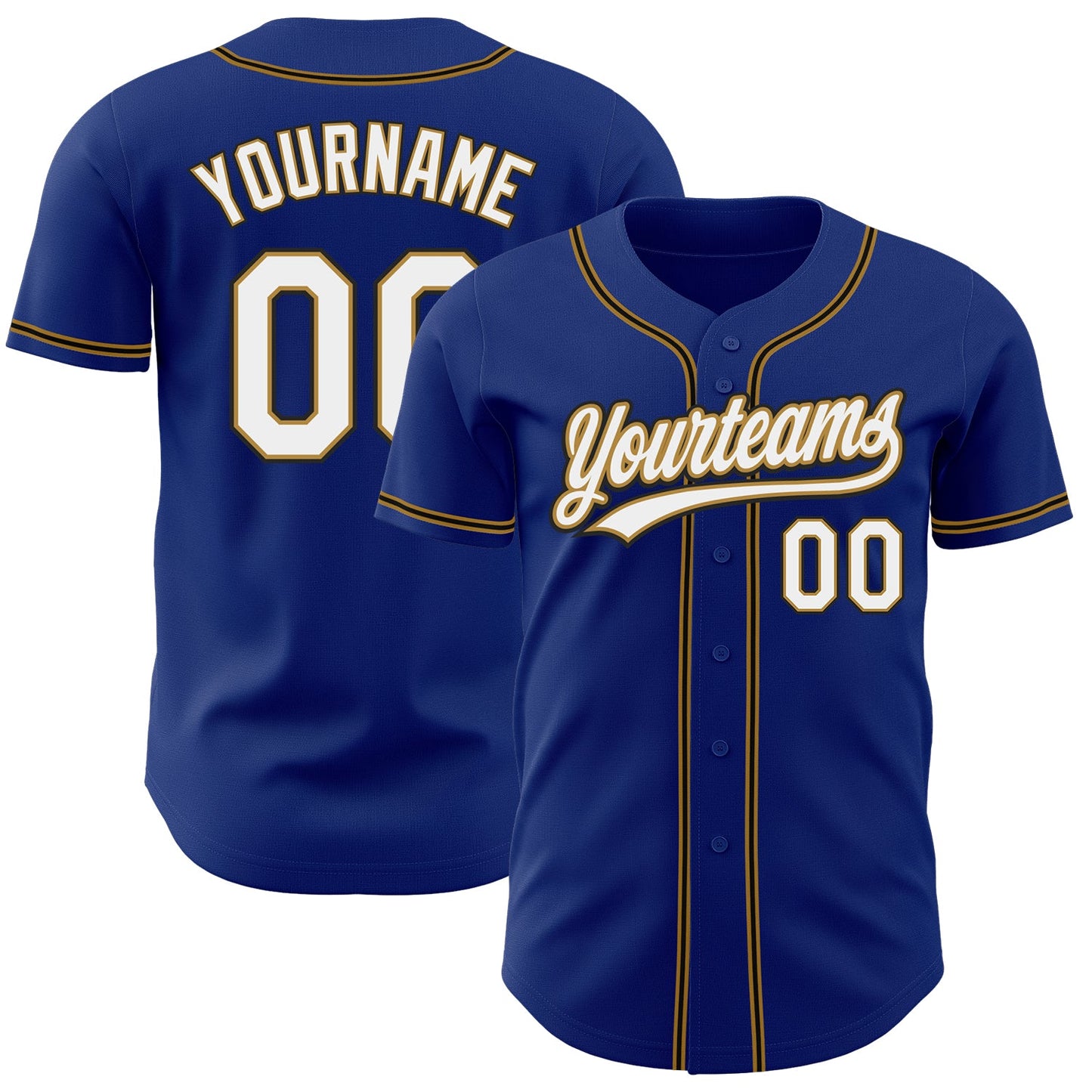 Custom Royal White Old Gold-Black Authentic Baseball Jersey - Sky-Custom