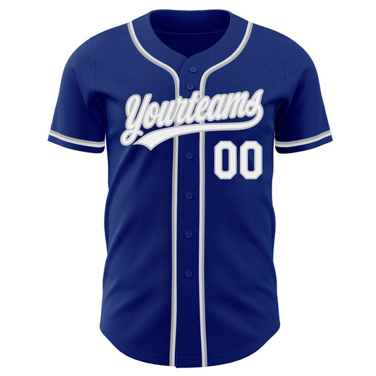 Custom Royal White-Gray Authentic Baseball Jersey - Sky-Custom