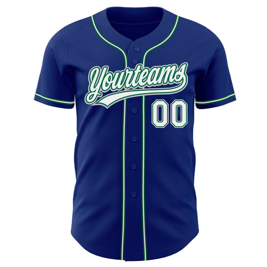 Custom Royal White Kelly Green-Gray Authentic Baseball Jersey - Sky-Custom