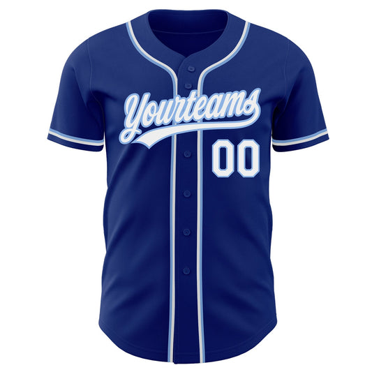 Custom Royal White-Light Blue Authentic Baseball Jersey - Sky-Custom