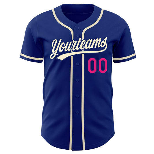 Custom Royal Cream-Hot Pink Authentic Baseball Jersey - Sky-Custom