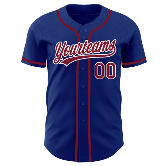 Custom Royal Crimson-White Authentic Baseball Jersey - Sky-Custom