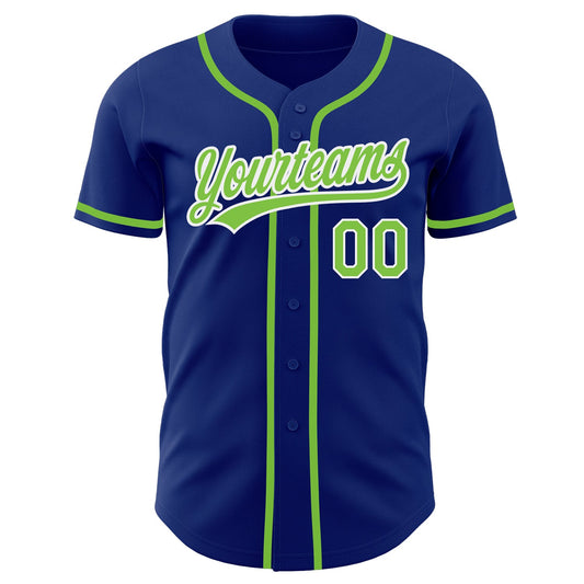 Custom Royal Neon Green-White Authentic Baseball Jersey - Sky-Custom
