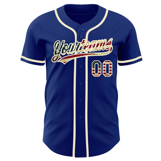 Custom Royal Vintage USA Flag-Cream Authentic Baseball Jersey - Sky-Custom
