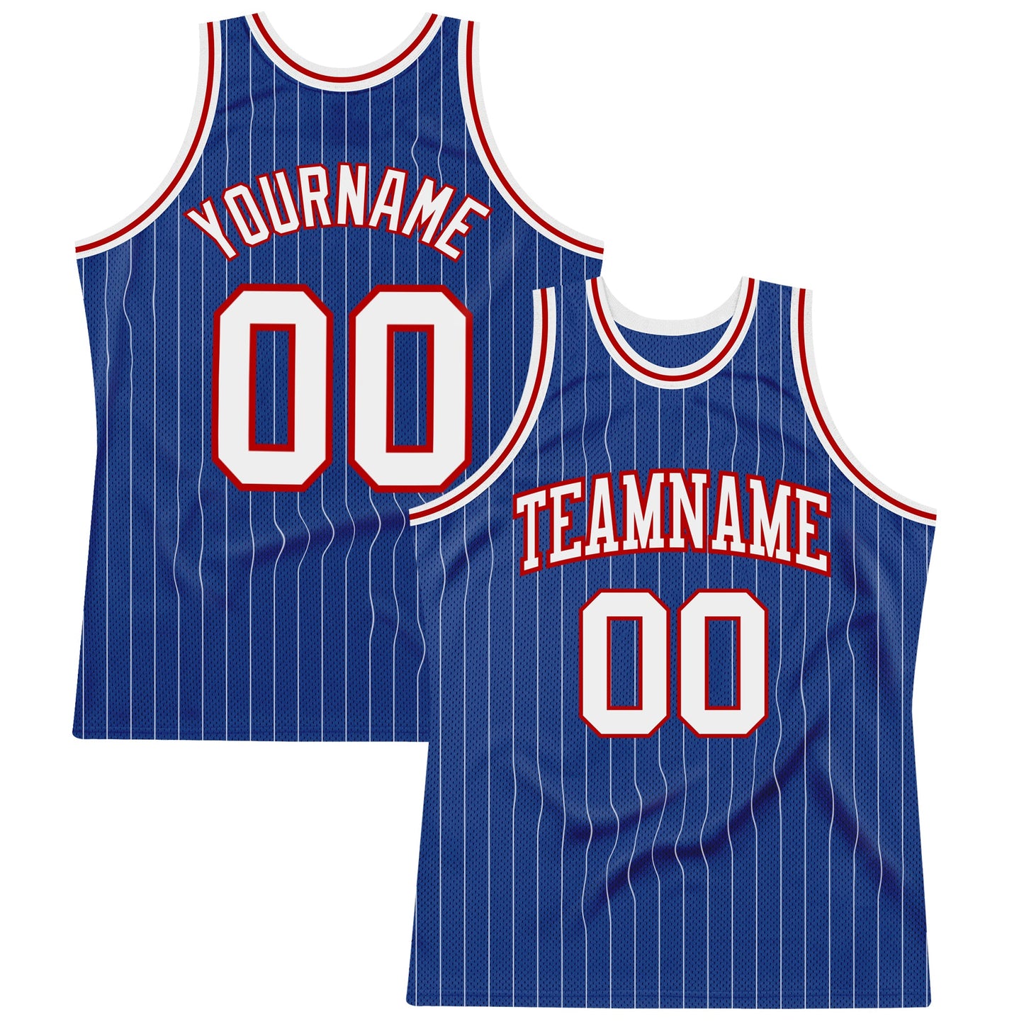 Custom Royal White Pinstripe White-Red Authentic Basketball Jersey - Sky-Custom