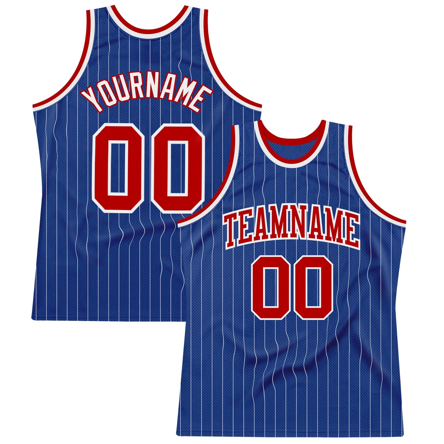 Custom Royal White Pinstripe Red-White Authentic Basketball Jersey - Sky-Custom