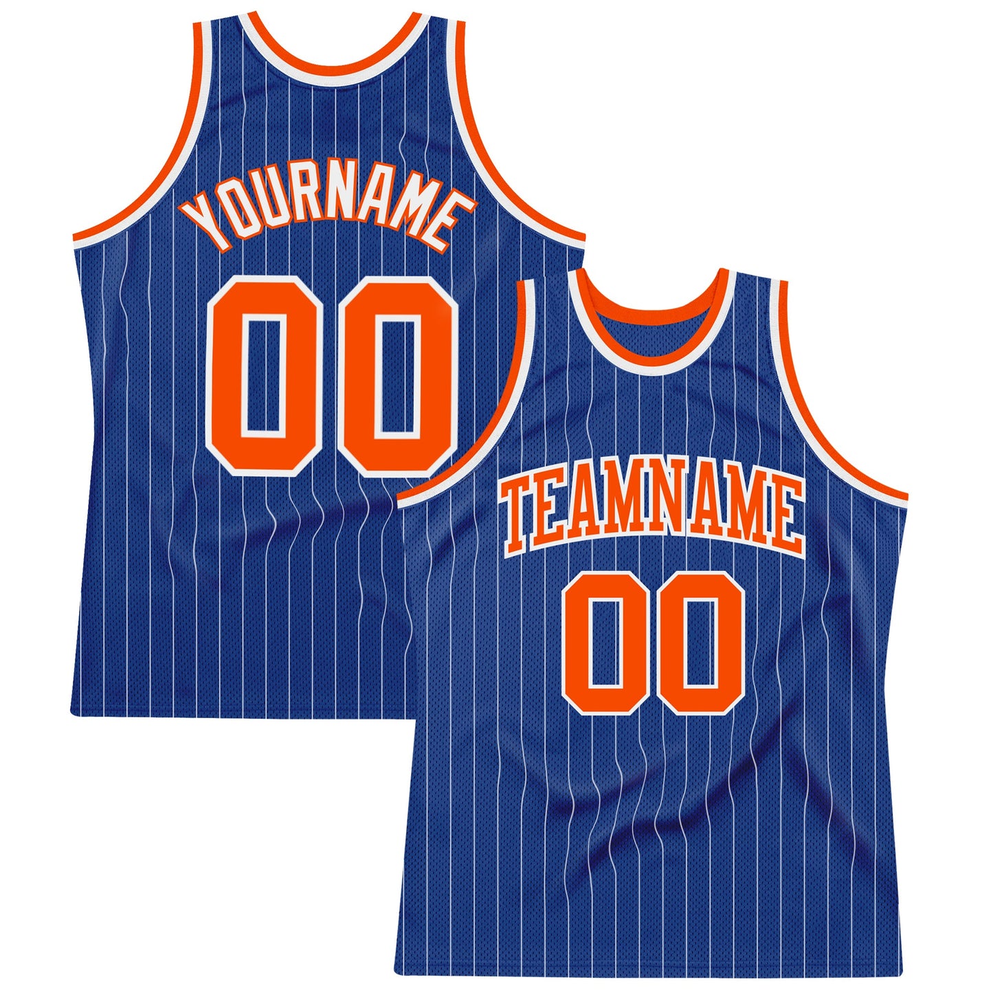 Custom Royal White Pinstripe Orange-White Authentic Basketball Jersey - Sky-Custom