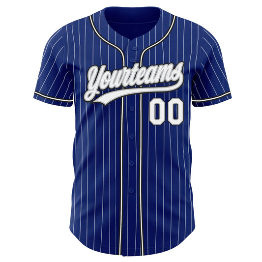Custom Royal White Pinstripe White Gray-Black Authentic Baseball Jersey - Sky-Custom