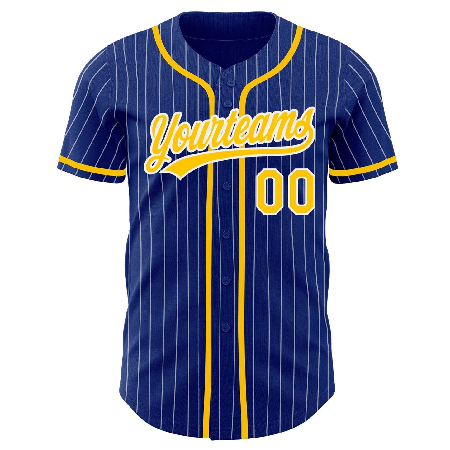 Custom Royal White Pinstripe Gold Authentic Baseball Jersey - Sky-Custom