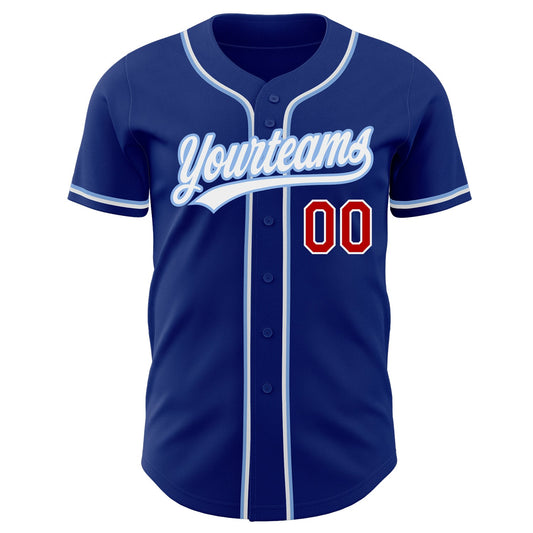 Custom Royal Red-Light Blue Authentic Baseball Jersey - Sky-Custom