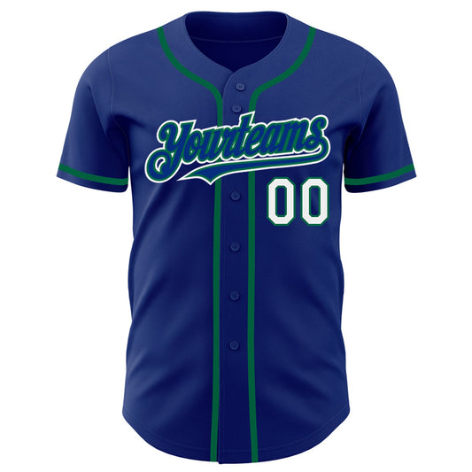 Custom Royal White-Kelly Green Authentic Baseball Jersey - Sky-Custom