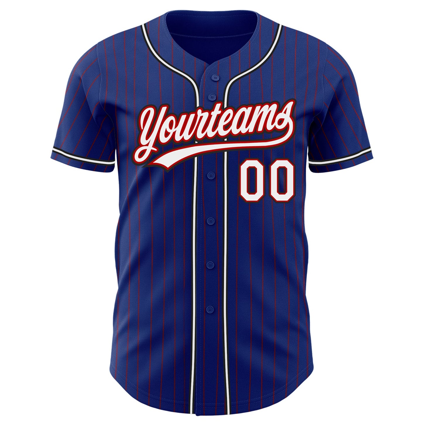 Custom Royal Red Pinstripe White-Black Authentic Baseball Jersey - Sky-Custom