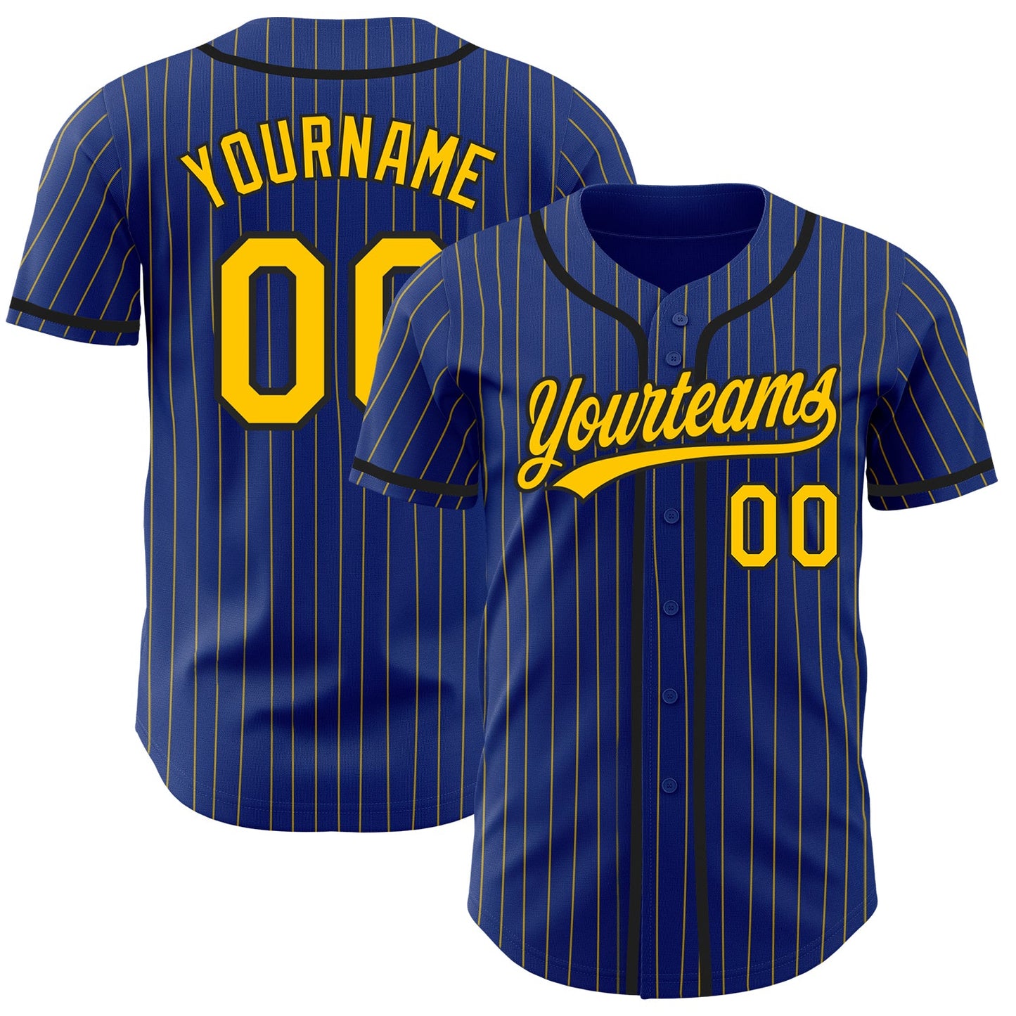 Custom Royal Yellow Pinstripe Black Authentic Baseball Jersey - Sky-Custom