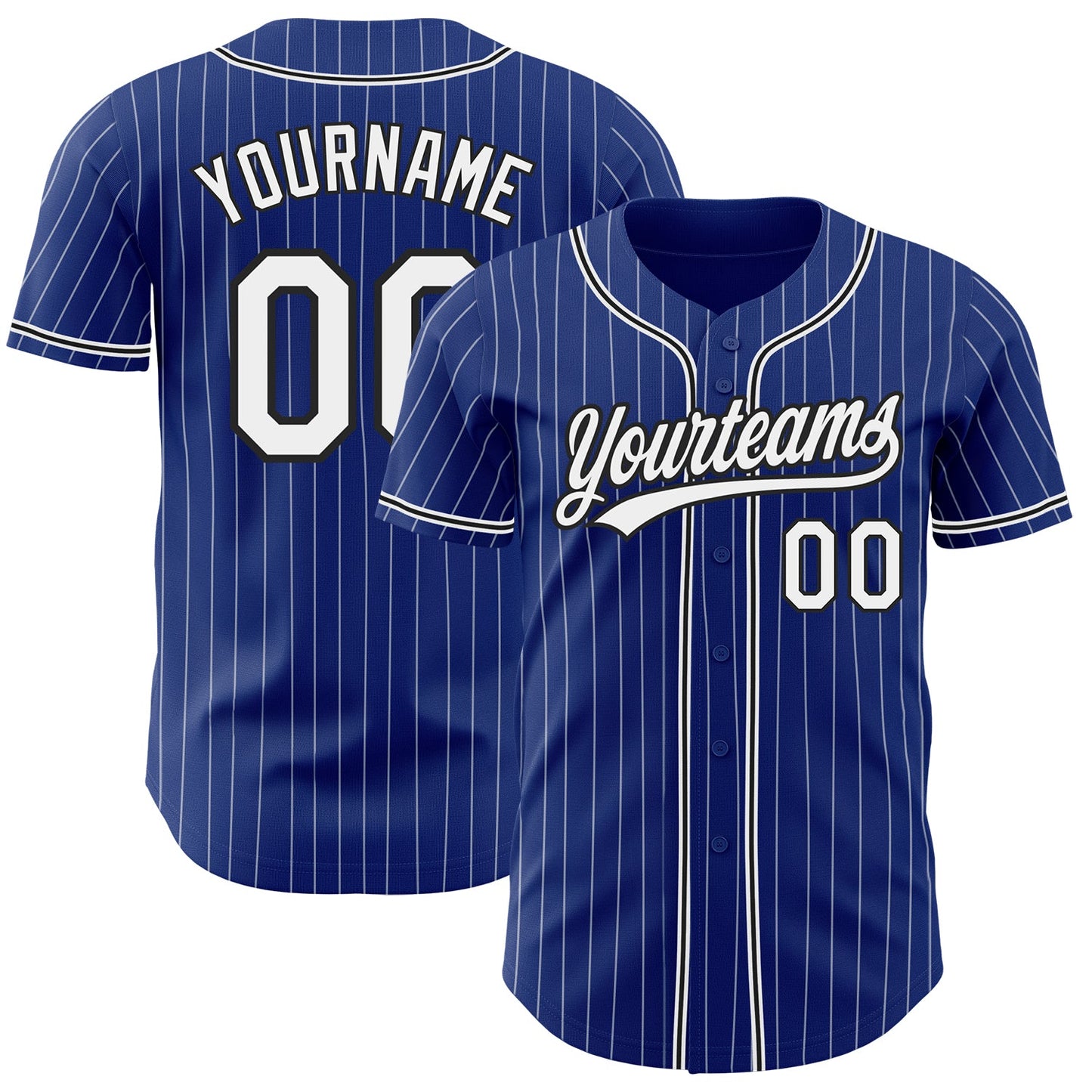 Custom Royal White Pinstripe Black Authentic Baseball Jersey - Sky-Custom