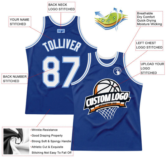 Custom Royal White-Light Blue Authentic Throwback Basketball Jersey - Sky-Custom