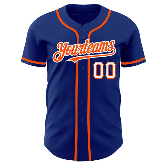 Custom Royal Orange-White Authentic Baseball Jersey - Sky-Custom