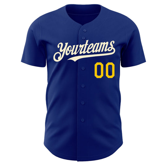 Custom Royal Yellow-Cream Authentic Baseball Jersey - Sky-Custom