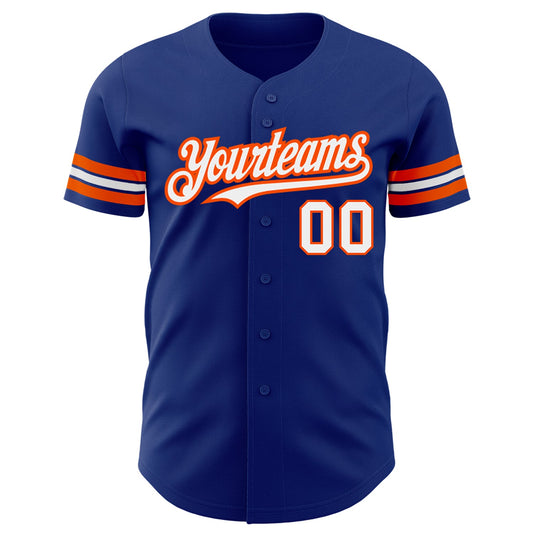 Custom Royal White-Orange Authentic Baseball Jersey - Sky-Custom