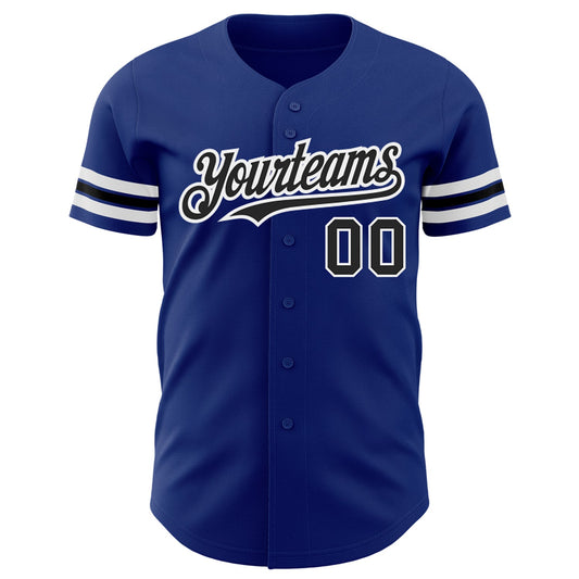Custom Royal Black-White Authentic Baseball Jersey - Sky-Custom