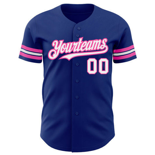 Custom Royal White-Pink Authentic Baseball Jersey - Sky-Custom