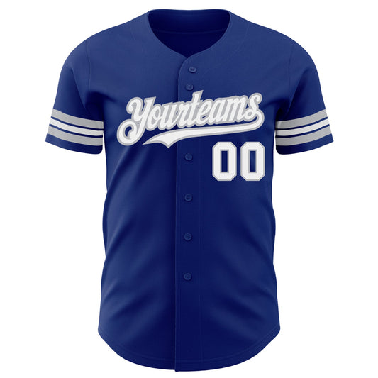 Custom Royal White-Gray Authentic Baseball Jersey - Sky-Custom