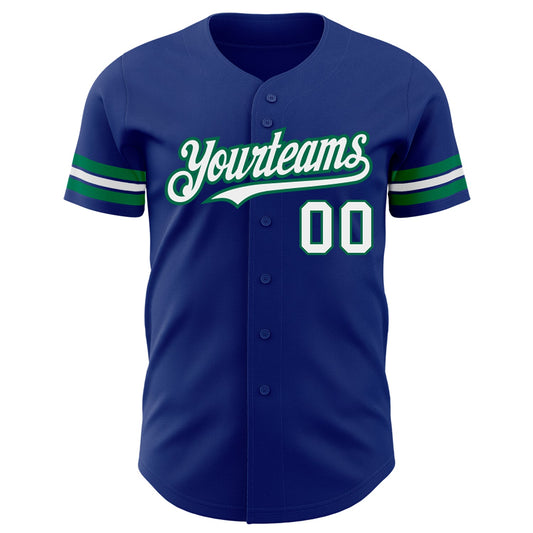 Custom Royal White-Kelly Green Authentic Baseball Jersey - Sky-Custom