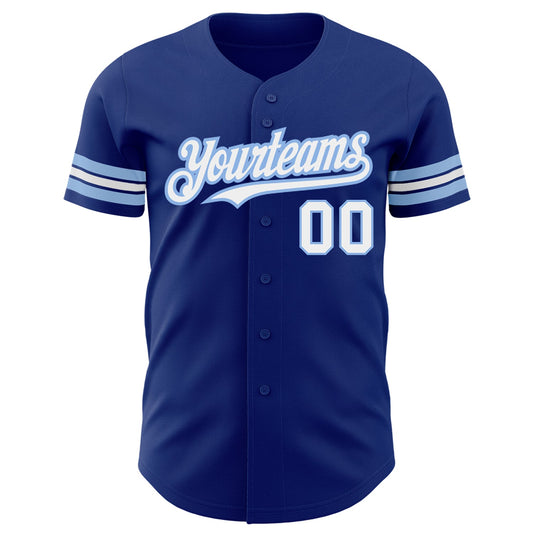 Custom Royal White-Light Blue Authentic Baseball Jersey - Sky-Custom
