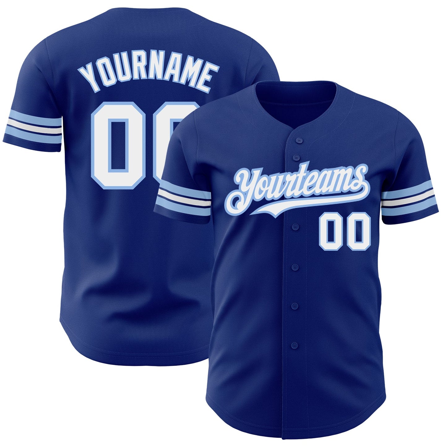 Custom Royal White-Light Blue Authentic Baseball Jersey - Sky-Custom